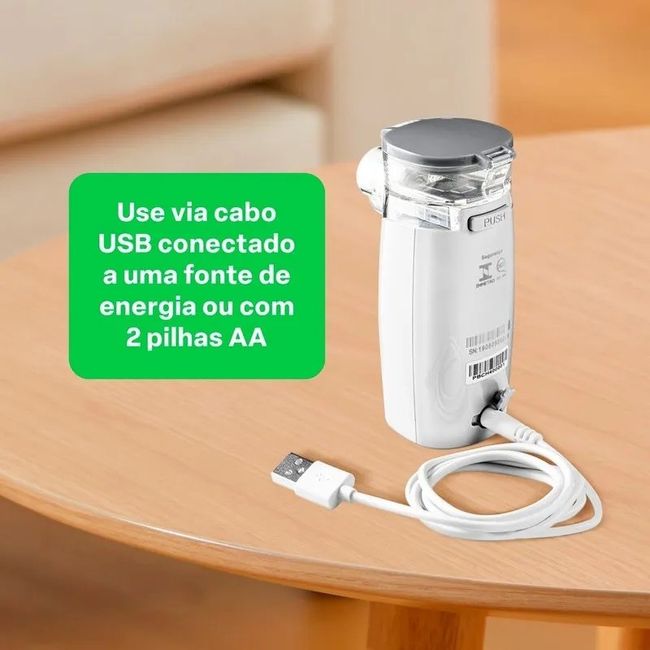 Inalador Mesh Portátil Branco e Cinza HC215 – Multi