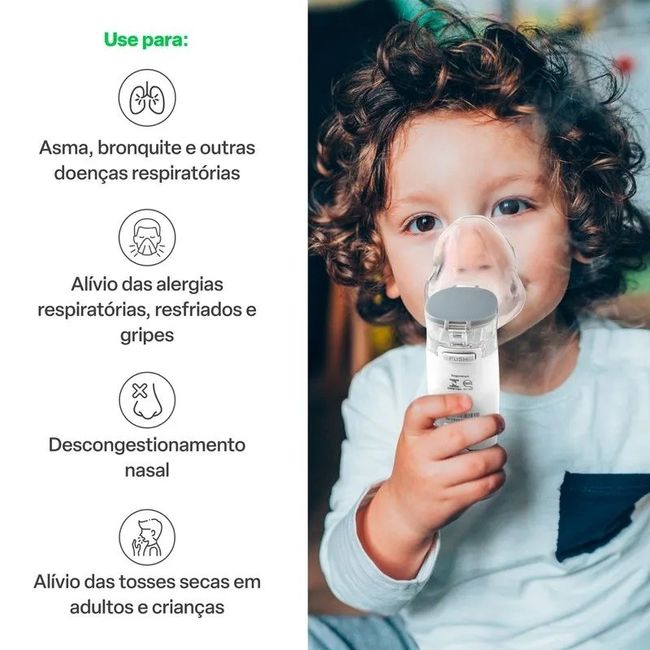 Inalador Mesh Portátil Branco e Cinza HC215 – Multi
