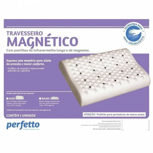 Travesseiro Magnético Terapêutico Ortopédico em Viscoelástico NASA Perfetto