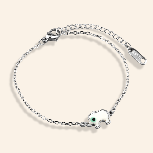 Pulseira Elefante Esmaltado em Aço