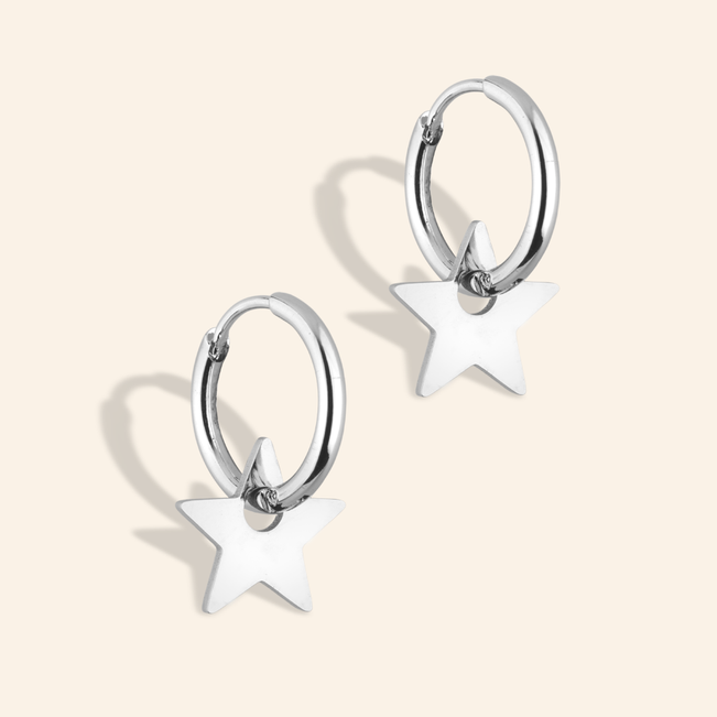 Brinco Argola Estrela Em  Aço