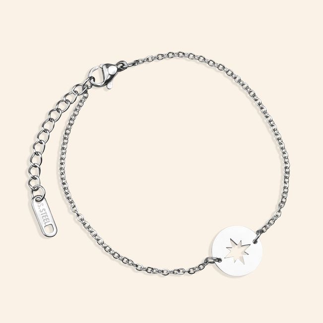 Pulseira Medalha Star em Aço Inoxidável