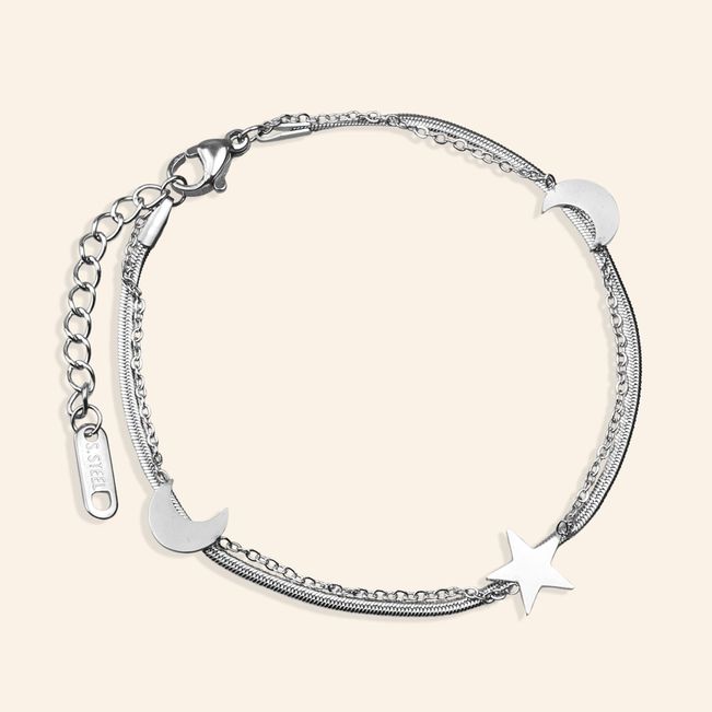 Pulseira Dupla Estrelar em Aço Inoxidável