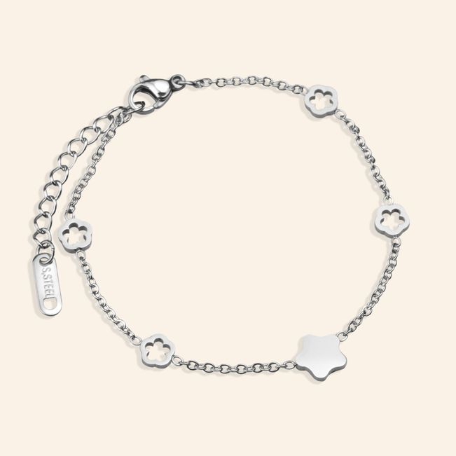Pulseira Flores em Aço