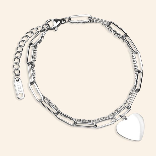 Pulseira Dupla Heart em Aço