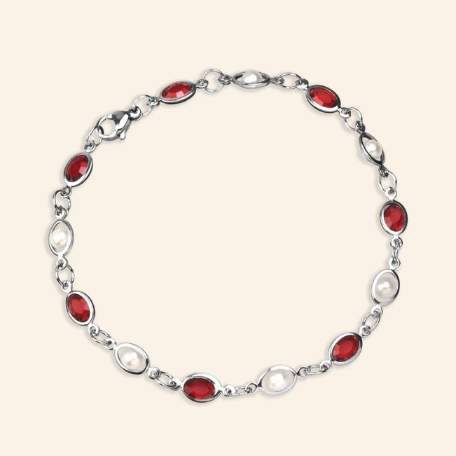 Pulseira Pedrinhas Ovais em Aço