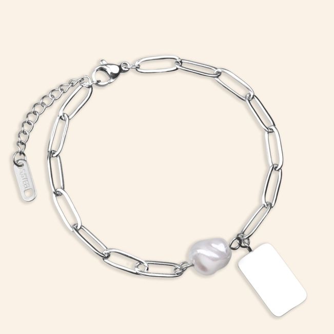 Pulseira Pérola Barroca em Aço