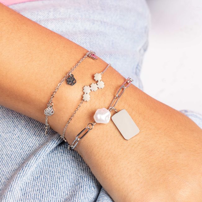 Pulseira Pérola Barroca em Aço