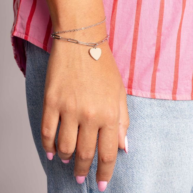 Pulseira Dupla Heart em Aço
