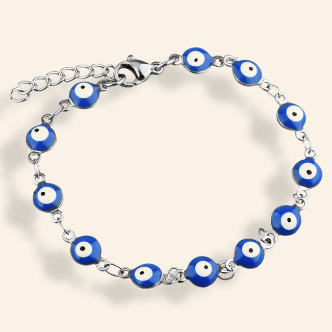 Pulseira Pingente Olho Grego em Aço Inoxidável