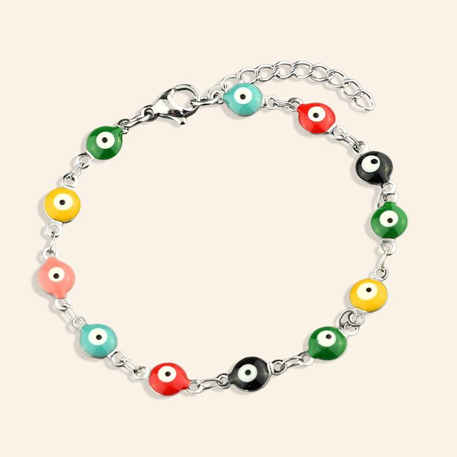 Pulseira Pingente Olho Grego em Aço Inoxidável