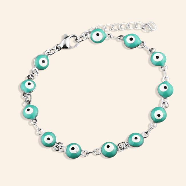 Pulseira Pingente Olho Grego em Aço Inoxidável