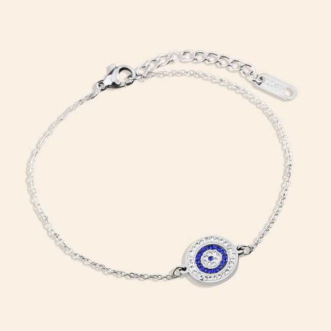 Pulseira Olho Grego com Zircônia em Aço