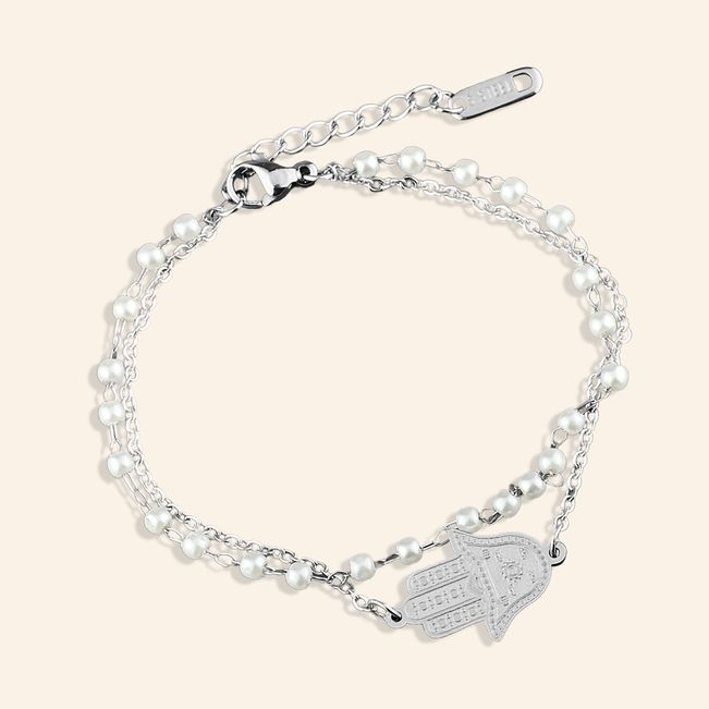 Pulseira Mão Hamsá em Aço Inoxidável