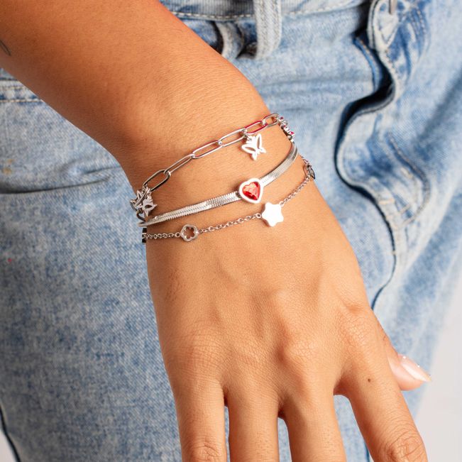 Pulseira Borboleta em Aço inoxidável