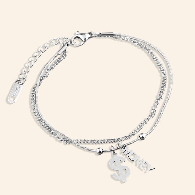 Pulseira Dupla Money em Aço