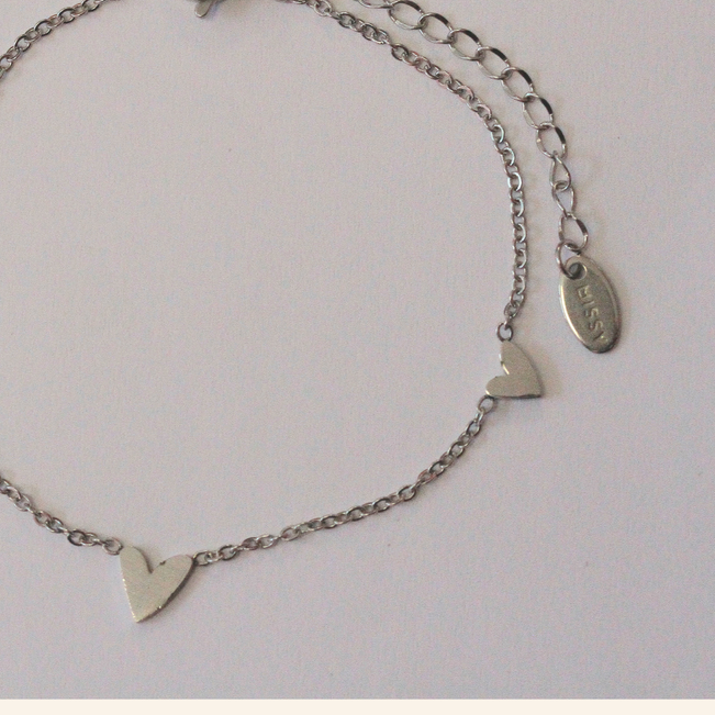 Pulseira 3 Corações em Aço Inoxidável 