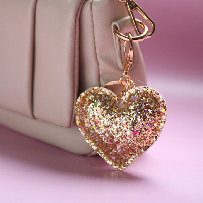 Chaveiro Charm Coração Glitter