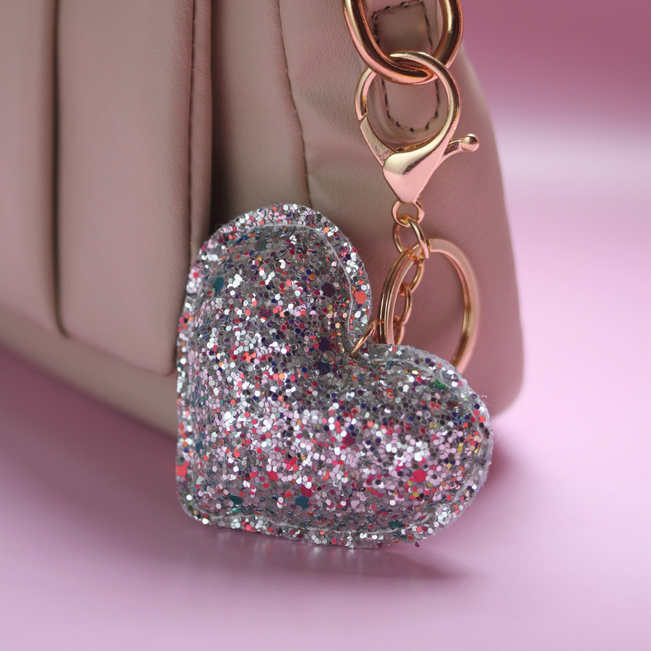 Chaveiro Charm Coração Glitter