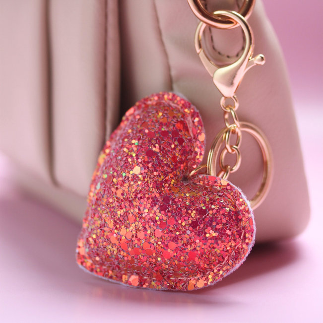 Chaveiro Charm Coração Glitter