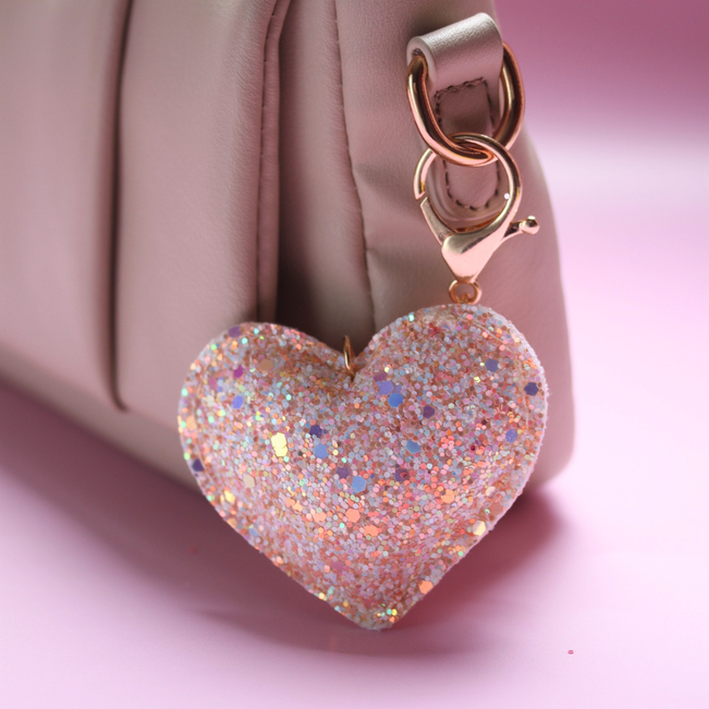 Chaveiro Charm Coração Glitter