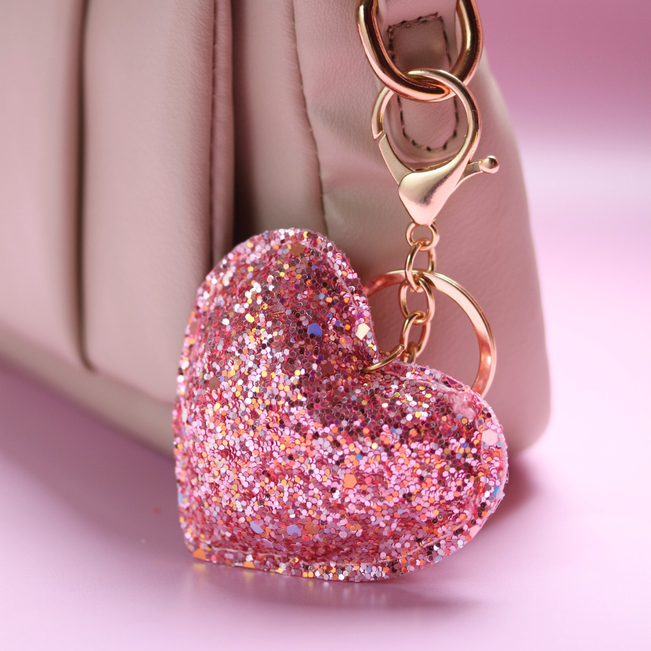 Chaveiro Charm Coração Glitter