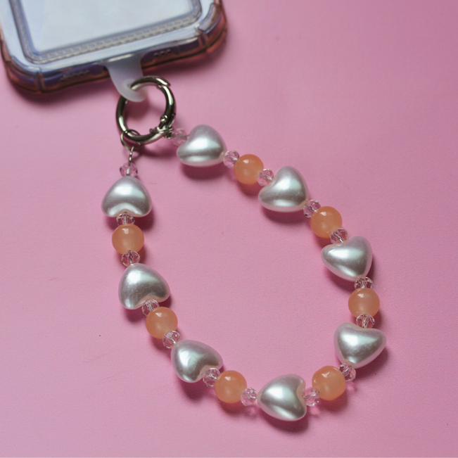 Chaveiro Charm Salva Celular Coração Perolado