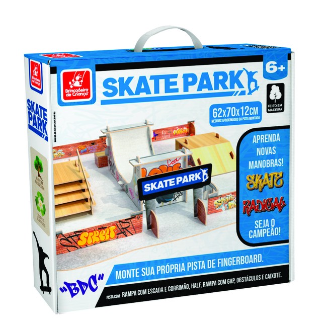 Kit Pista Skate de Dedo Skate Park Rampa Half + 1 Skatinho