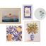 Kit Decorativo de Parede Floral Azul com Quadro Laranjeira, Sunset, Nosso Tempo e Prato Decorativo Rose