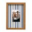 Quadro Personalizado Memórias: Sua Foto em Moldura Caixa com Fundo Listrado Azul e Vidro