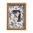 Quadro Personalizado Memórias: Sua Foto em Moldura Caixa com Fundo Floral Azul e Vidro