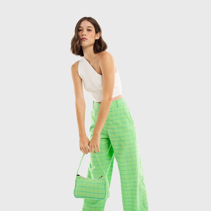 Calça Feminina Pantalona Aragäna l Quadriculado Verde