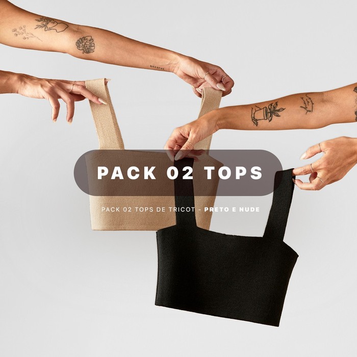 Pack 02 Tops Retos | Tricot Preto e Nude