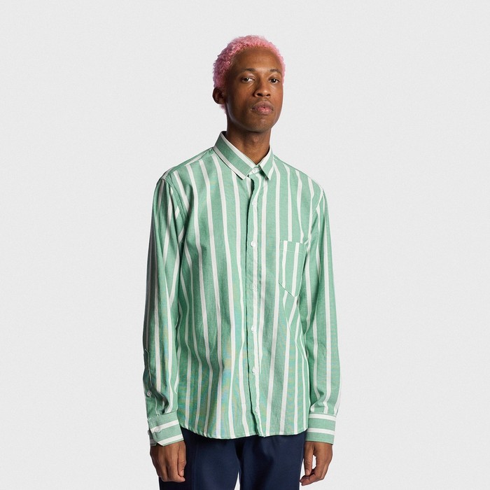 Camisa Regular Aragäna | Listras Verde e Branco