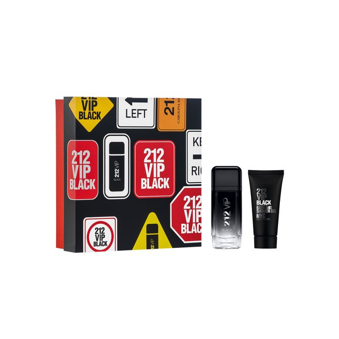Kit 212 Vip Black Carolina Herrera Masculino Eau de Parfum 100ml + Gel de Banho 100ml