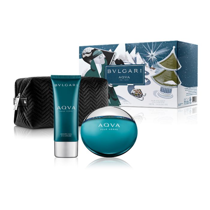 Kit Aqva Pour Home Bvlgari Masculino Eau De Toilette 100 ml + 100 ml Loção Pós Barba + Nécessaire
