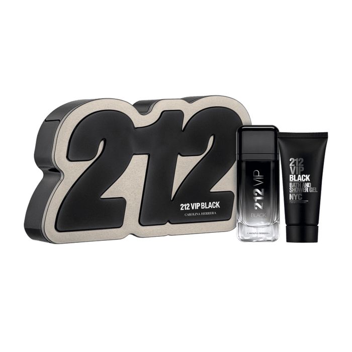 Kit 212 Vip Black Carolina Herrera Masculino Eau de Parfum 100ml + Gel de Banho 100ml