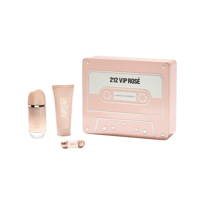 Kit 212 Vip Rose Carolina Herrera Perfume Feminino Eau de Parfum 80ml + Loção Corporal 100ml + Miniatura