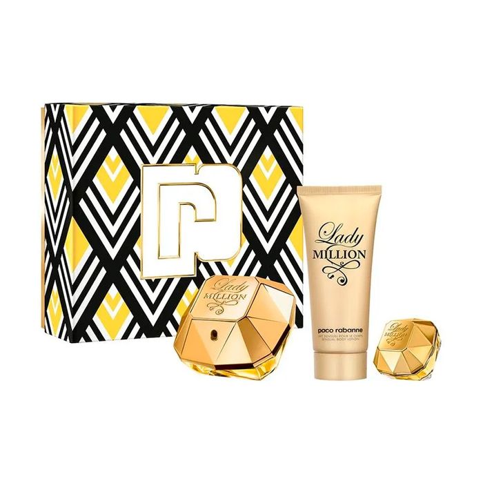 Kit Lady Million Paco Rabanne Feminino Eau de Parfum 80ml + Loção Corporal 100ml + Miniatura 5ml