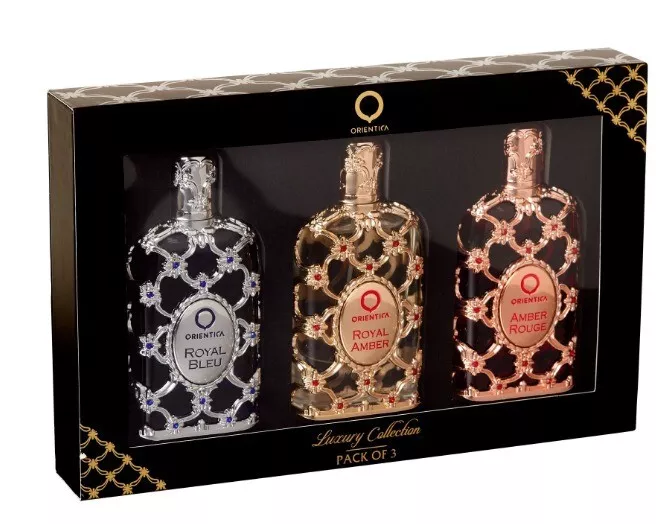 Kit Luxury Collection Orientica Eau De Parfum Compartilhado Amber Rouge 30ml + Royal Amber 30ml + Royal Bleu 30ml