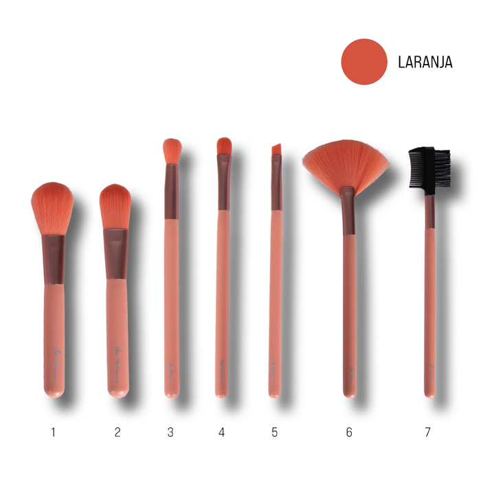 Kit Color Block Pincéis Para  Maquiagem Ana Hickmann -Laranja