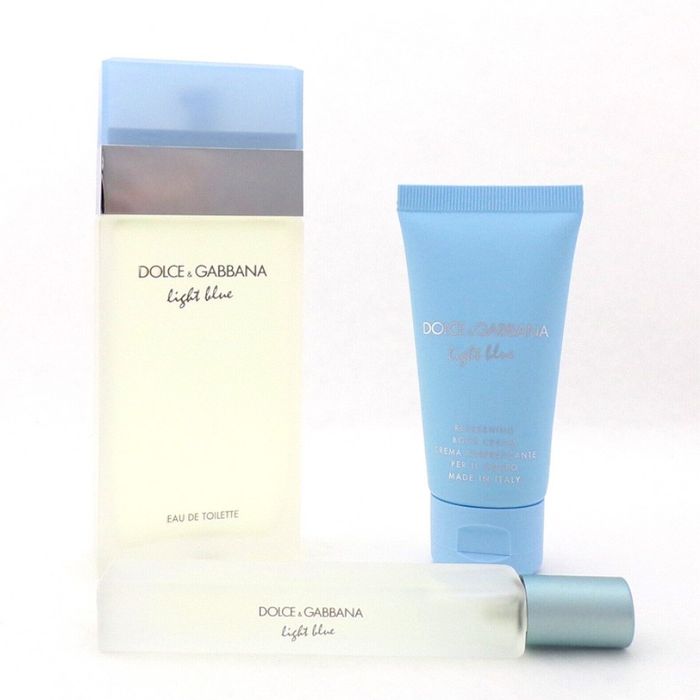 Kit Light Blue Dolce & Gabbana Eau De  Toilette Perfume Feminino - 100ml + Creme Corporal 50ml + Tamanho Viagem 10ml