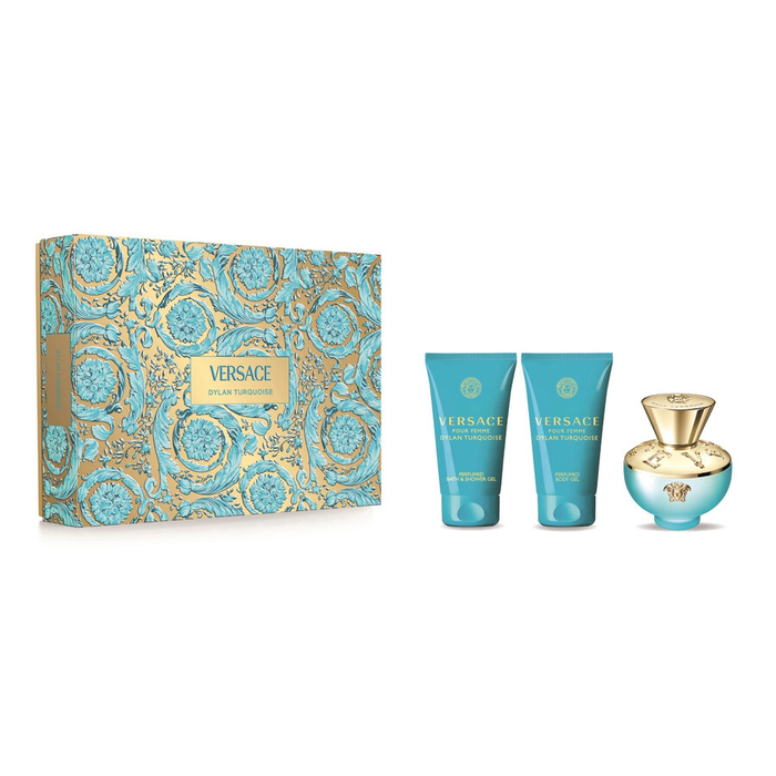 Kit Dylan Turquoise Versace Eau  De Toilette Perfume Feminino- 50ml + Gel De Banho 50ml+ Loção Corporal  50ml