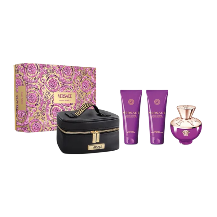 Kit Dylan Purple Versace Eau De Parfum Perfume Feminino - 100ml + Gel De Banho 100ml + Loção Corporal 100ml + Necessaire