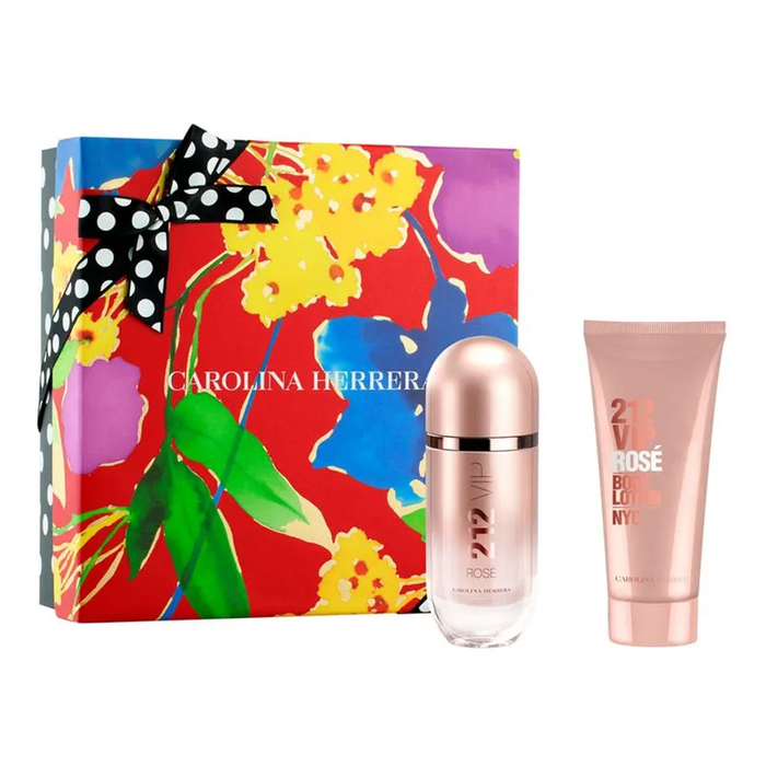 Kit 212 Vip Rosé Carolina Herrera Eau De Parfum Perfume Feminino- 80ml + Loção Corporal 100ml