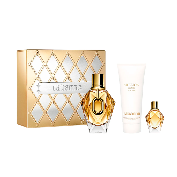 Kit Million Gold Rabanne Eau De Parfum Perfume Feminino 90ml + Loção Corporal 100ml + Mini