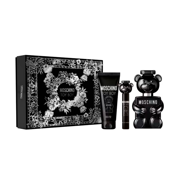 Kit Toy Boy Men Moschino Eau de Parfum Perfume Masculino – 100ml+ Gel de Banho + 10ml
