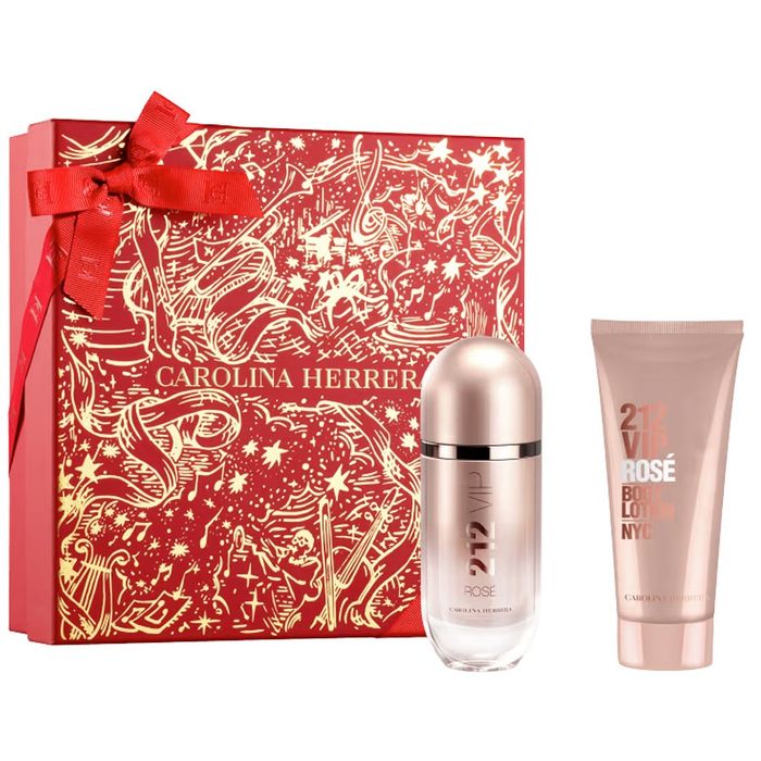 Kit  212 Vip Rosé  Carolina  Herrera Eau  De Parfum Perfume Feminino - 80ml + Loção Corporal 100ML