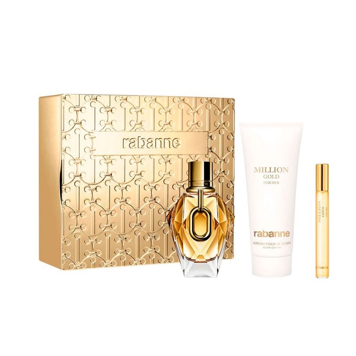 Kit Million Gold For Her Iintense Rabanne Feminino Eau De Parfum 90ml  E Body Lotion 100ml E Mini