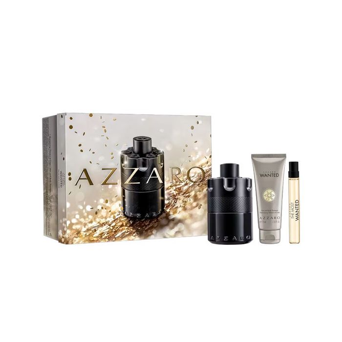 Kit The Most Wanted Intense Azzaro Eau de Parfum Perfume Masculino - 100ml + Hair Gel 75ml + Travel Spray 10ml